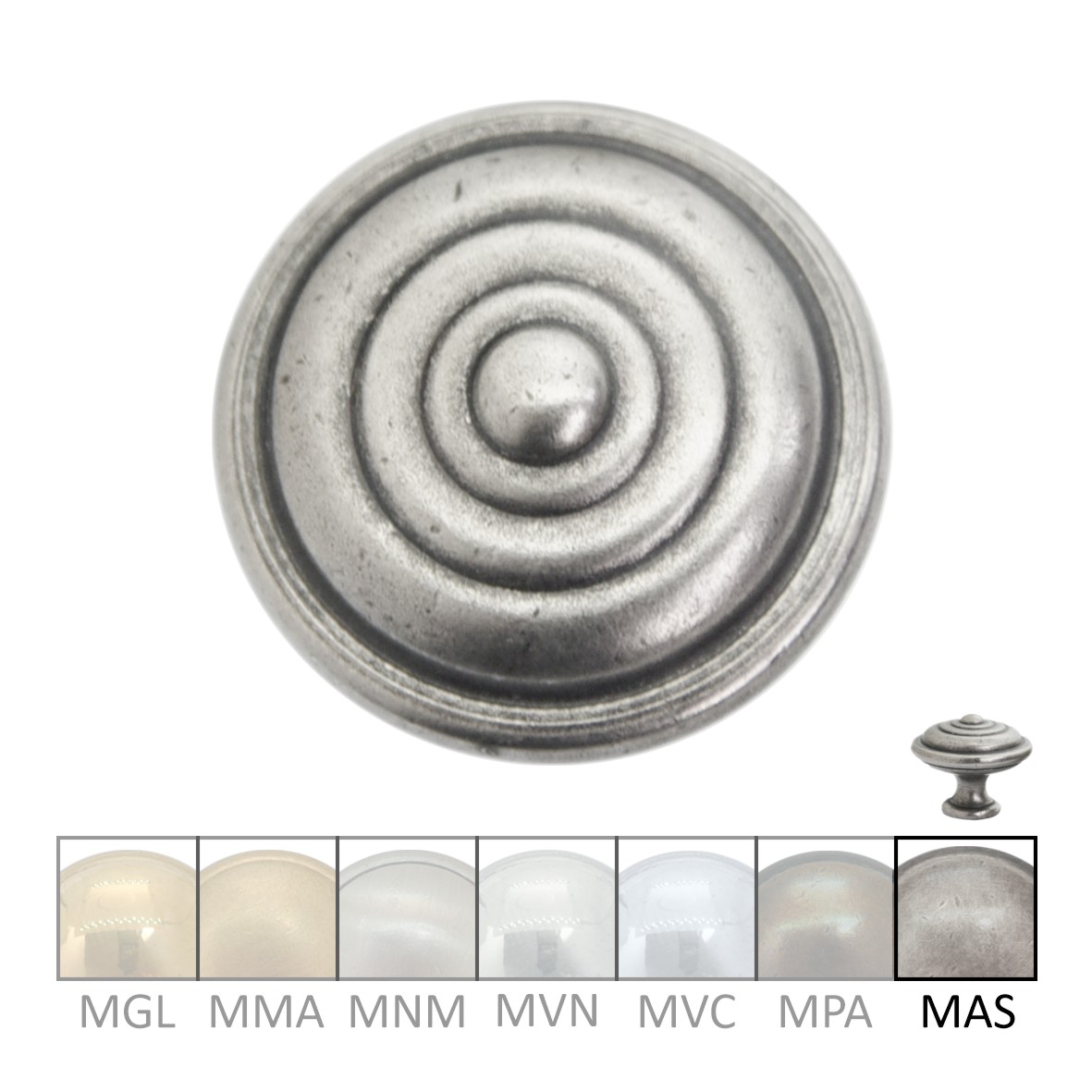 Möbelknopf in Messing altsilber, D