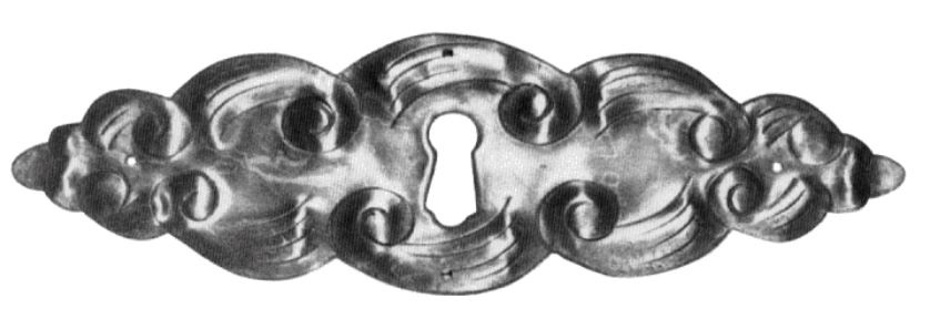 Barock Schlüsselschild 95 x 34mm mit Schlüsselloch, Messing MMA Serie BA027 Bild1