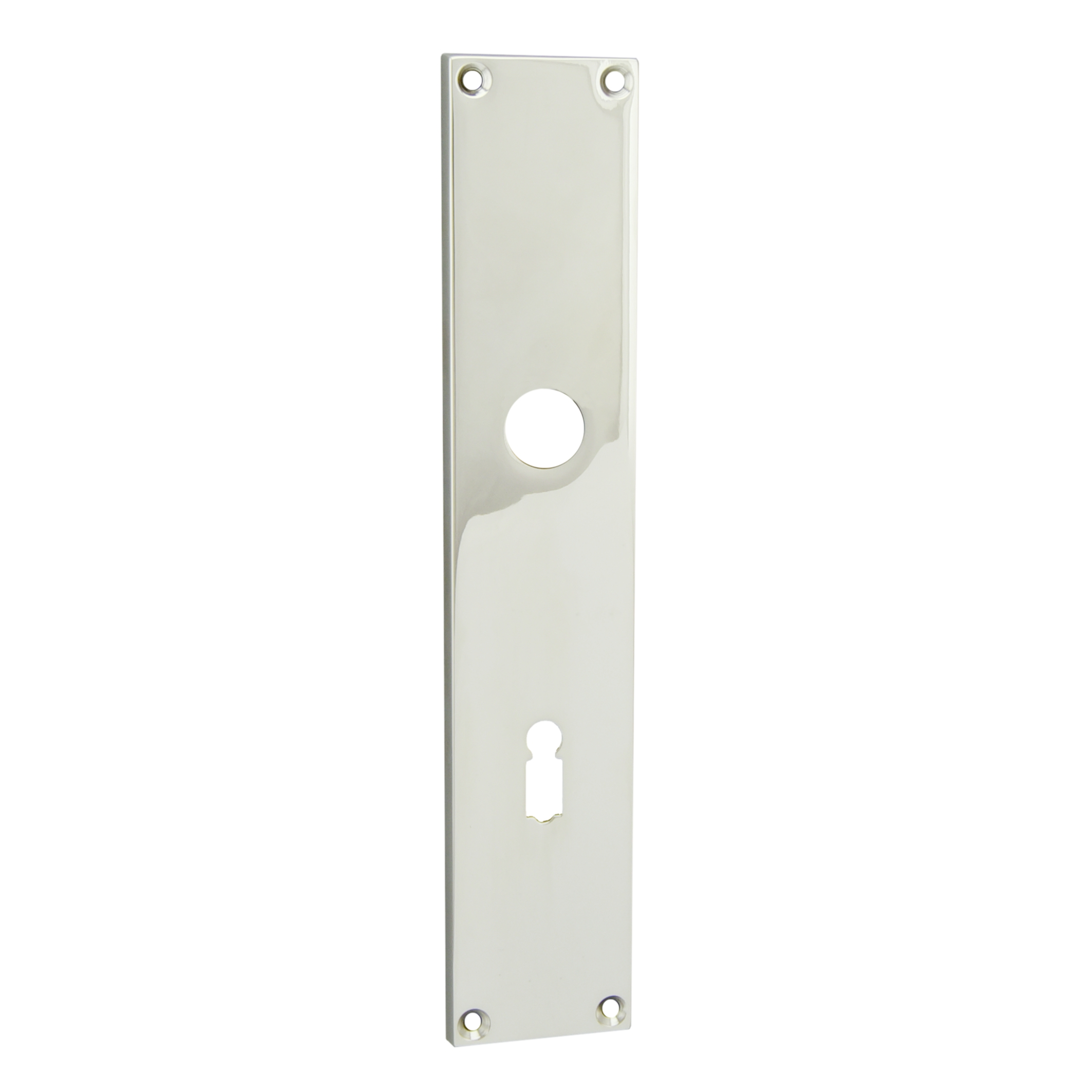 Bauhaus Zimmertürschild Dist. 72 mm BB, Messing vernickelt glänzend L x B