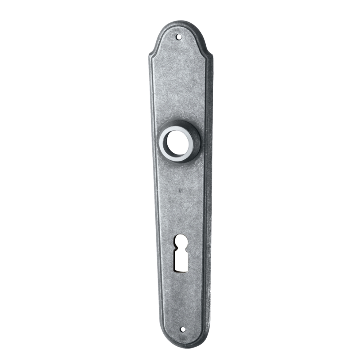Zimmertürschild Dist. 72 mm BB, Eisen thermopatiniert ® L x B