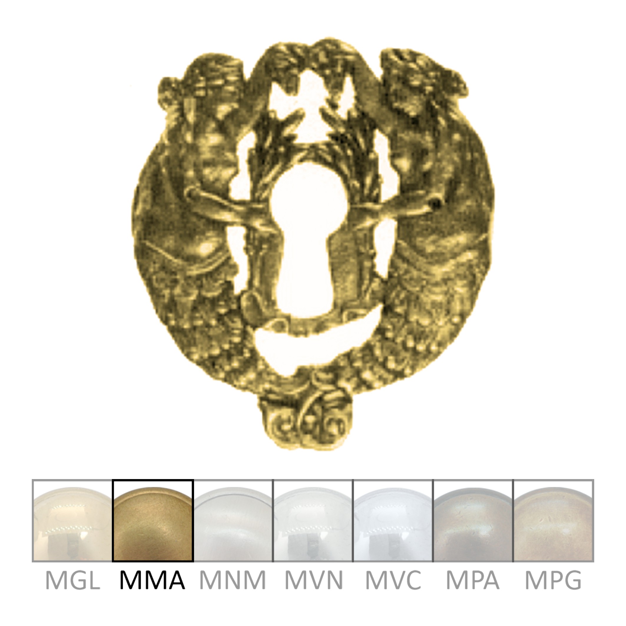 Klassizismus Möbelschild geprägt Messing MMA 50x60mm mit Schlüsselloch Serie KL022 Bild1