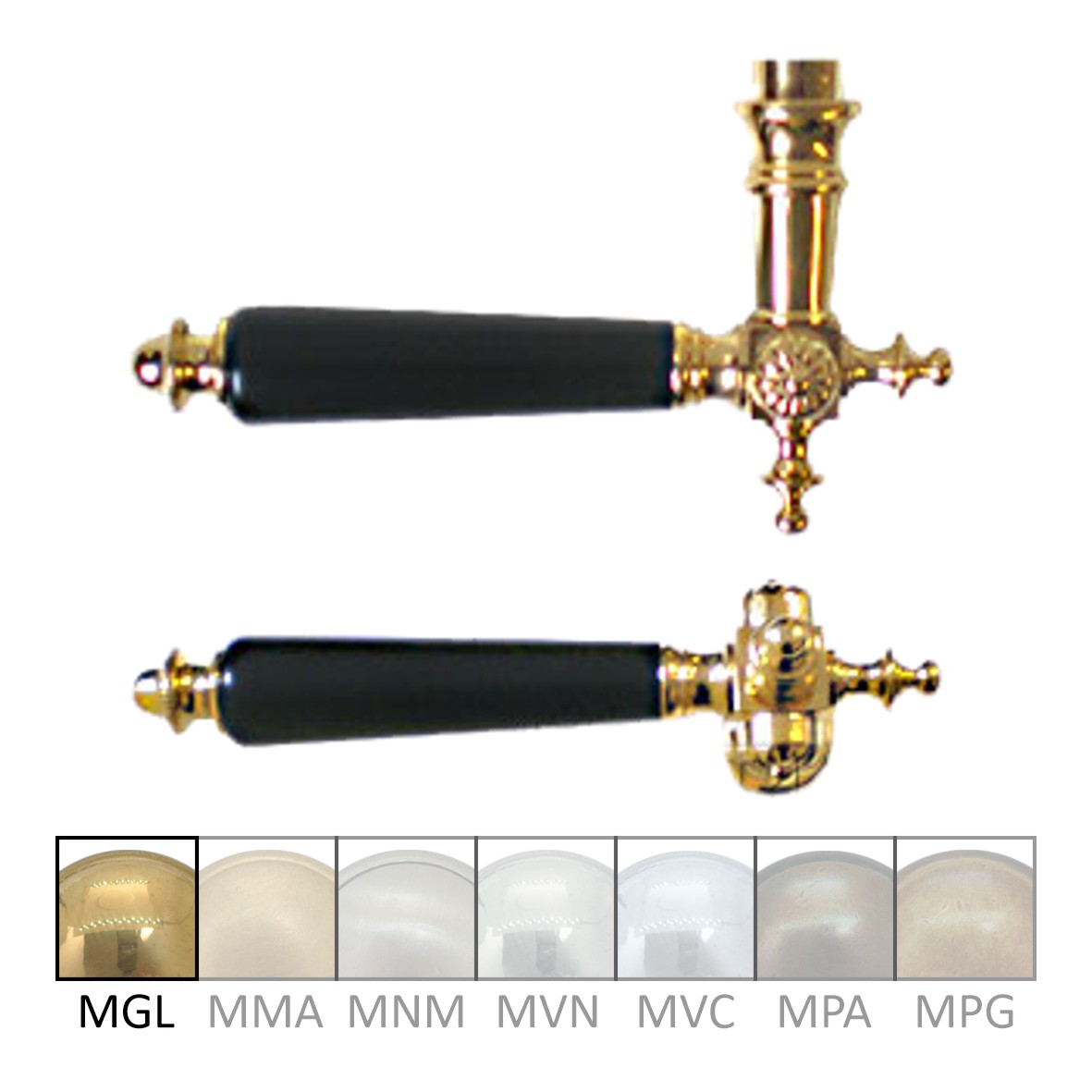 Türgriff aus Messing mit schwarzer Holzeinlage 135mm DIN Links Serie TD046 Bild1