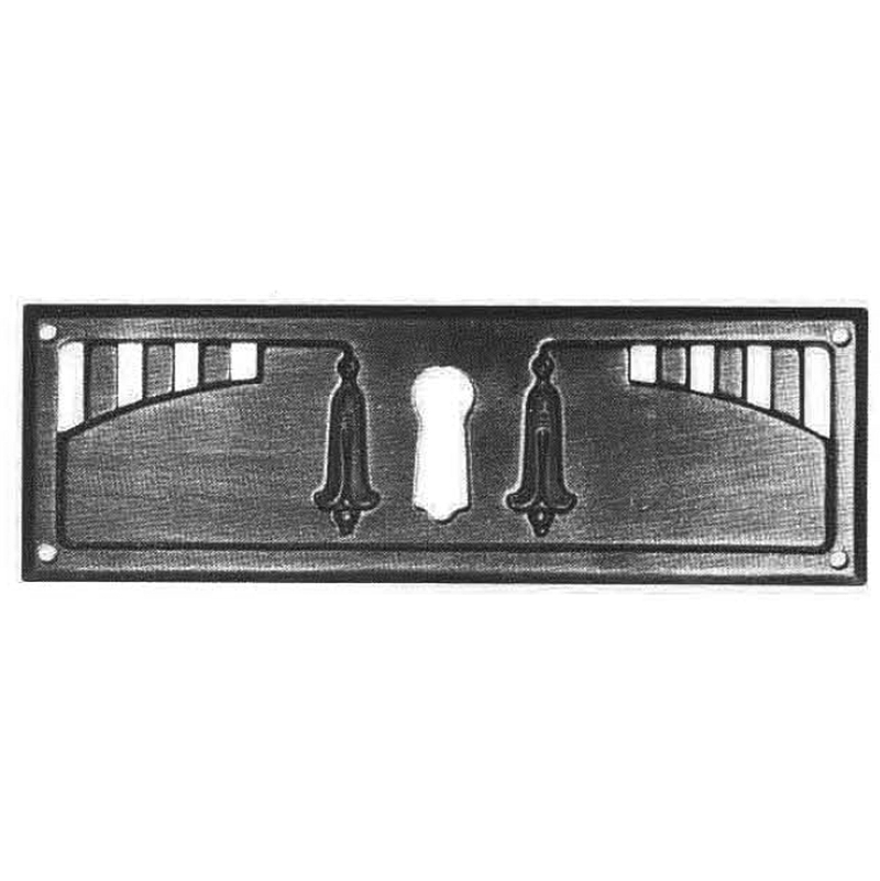 Jugendstil Möbelschild geprägt Messing MMA 98 x 34mm mit Schlüsselloch Serie JU026 Bild1