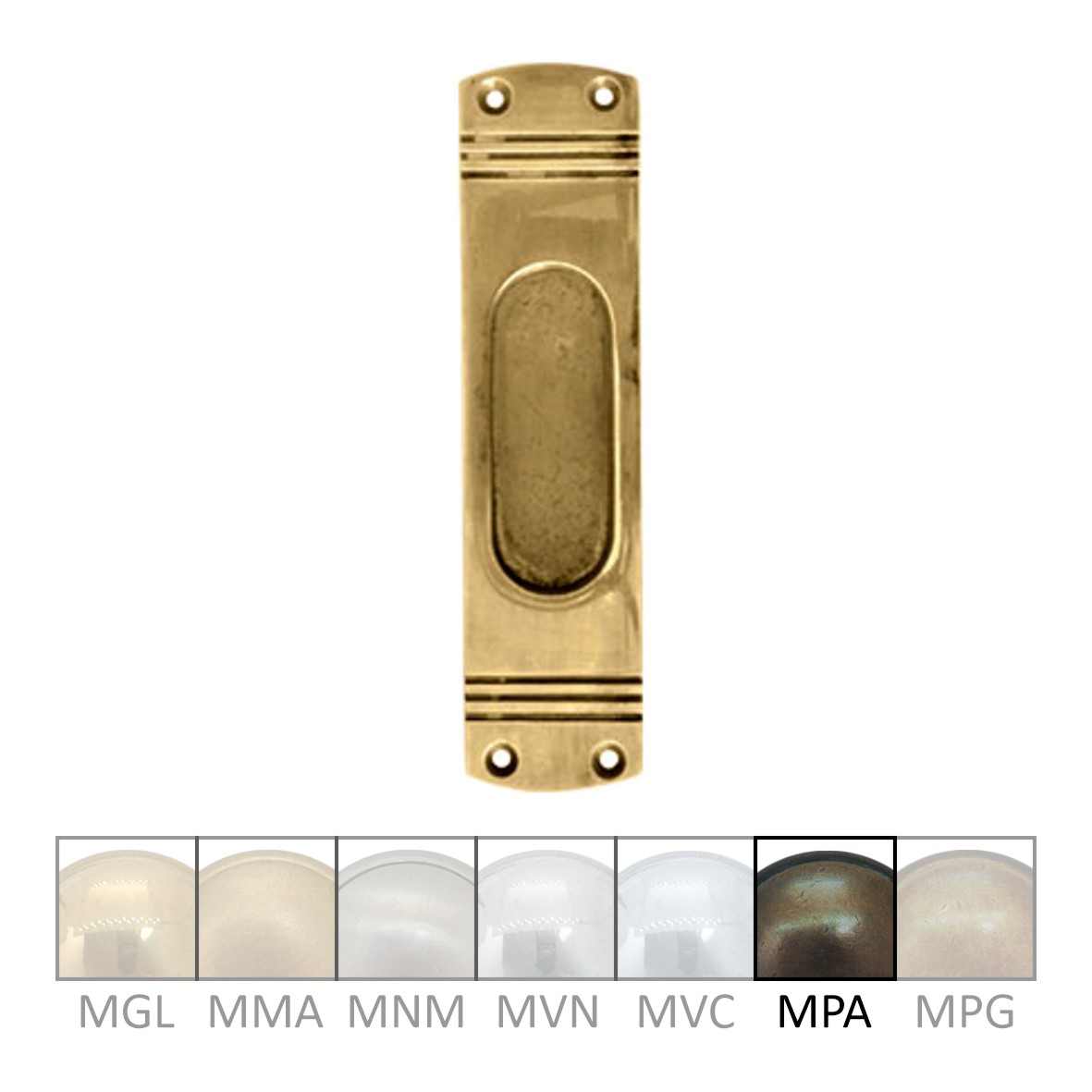 Schiebetürgriffmuschel Messing MPA 150x38mm Serie SG017 Bild1