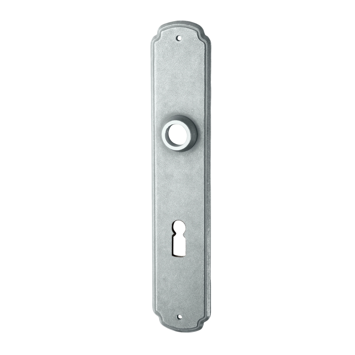 Zimmertürschild Dist. 72 mm BB, Eisen thermopatiniert ® L x B