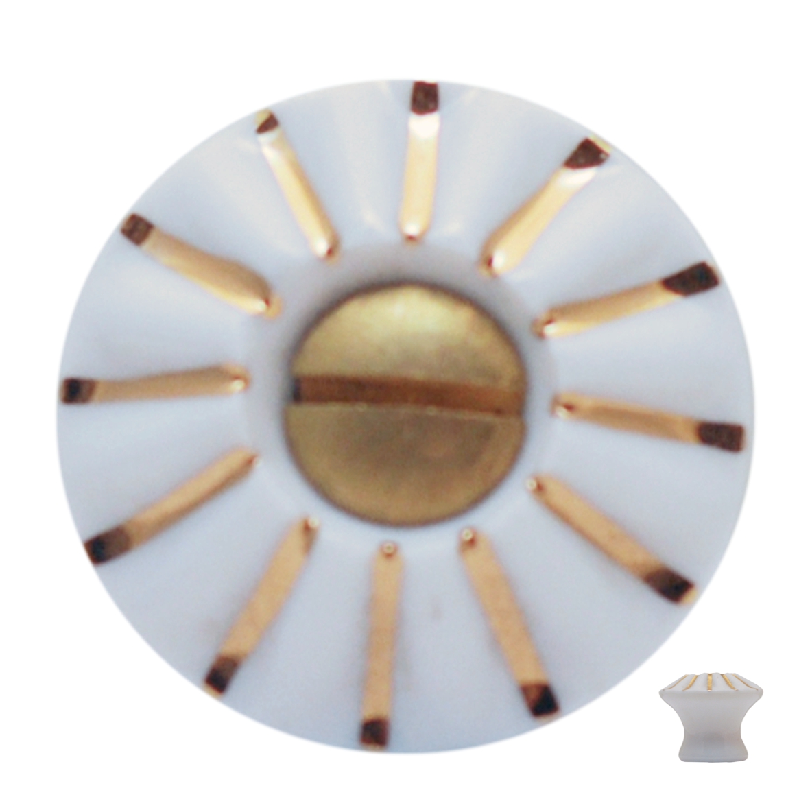 Porzellanknopf weiß mit Goldstreifen Serie KN224 Bild1