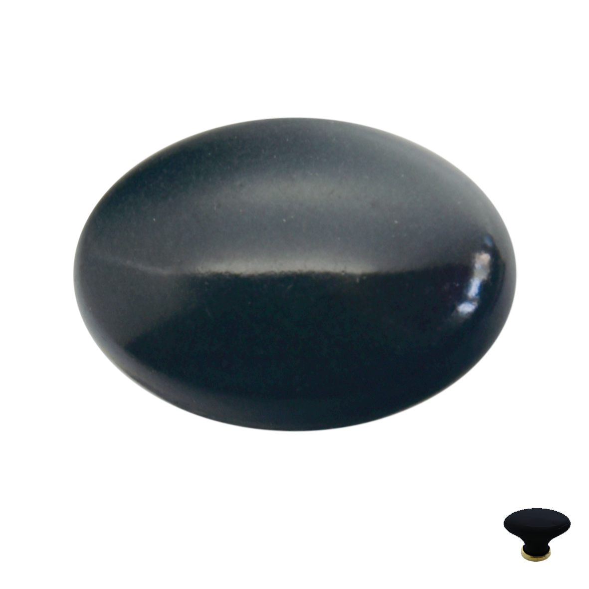 Porzellanknopf schwarz oval 34x24mm Serie KN226 Bild1