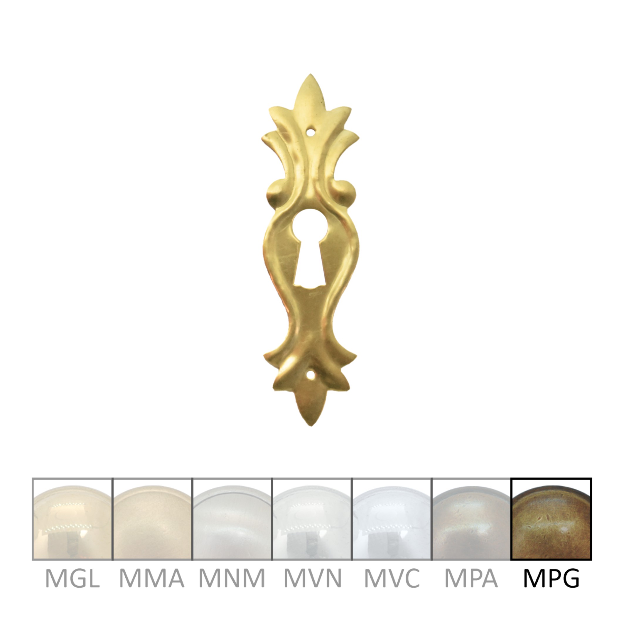 Barock Schlüsselschild 85 x 25mm mit Schlüsselloch, Messing MPG Serie BA006 Bild1