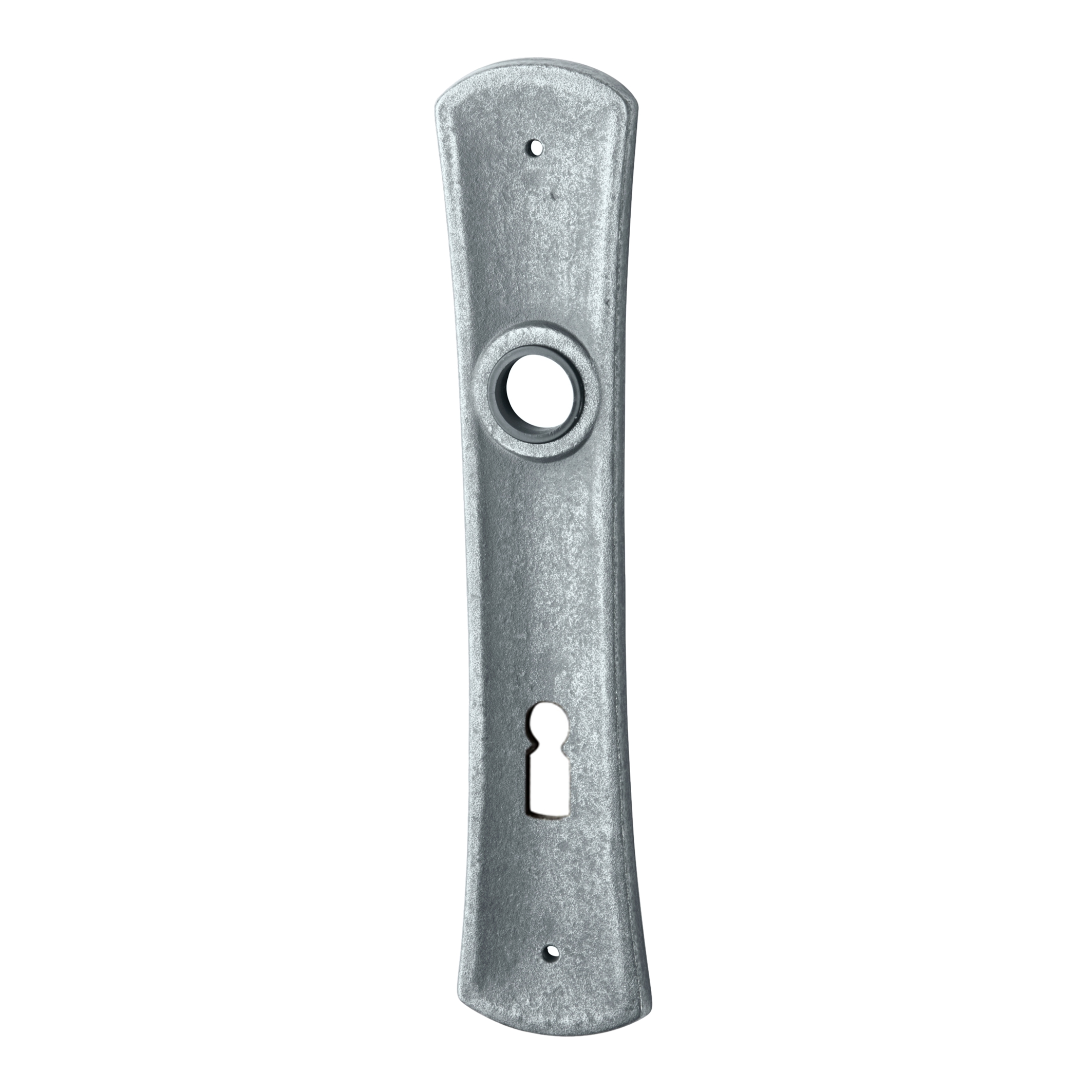 Zimmertürschild Dist. 72 mm BB, Eisen thermopatiniert ® L x B