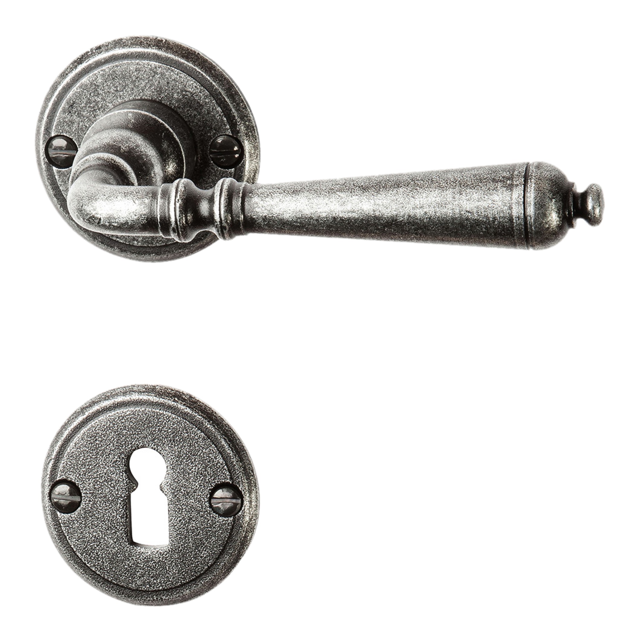 Rosettengarnitur BB in Eisen. Rosette Rosettengarnitur in Schmiedeeisen schwarz passiviert BB mit TD053 Serie TG530 Bild1