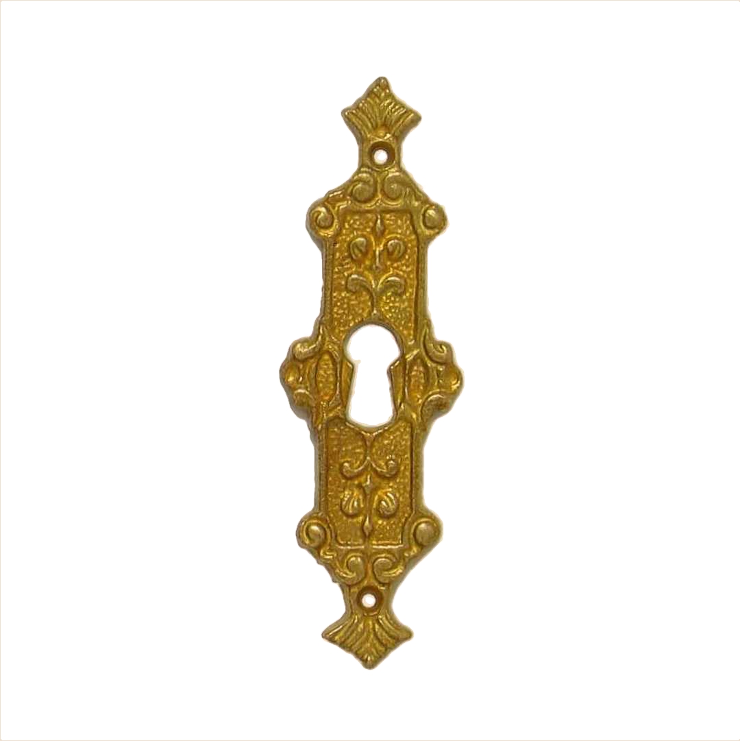 Historismus Möbelschild gegossen Messing MPA 27 x 85mm mit Schlüsselloch Serie HI004 Bild1