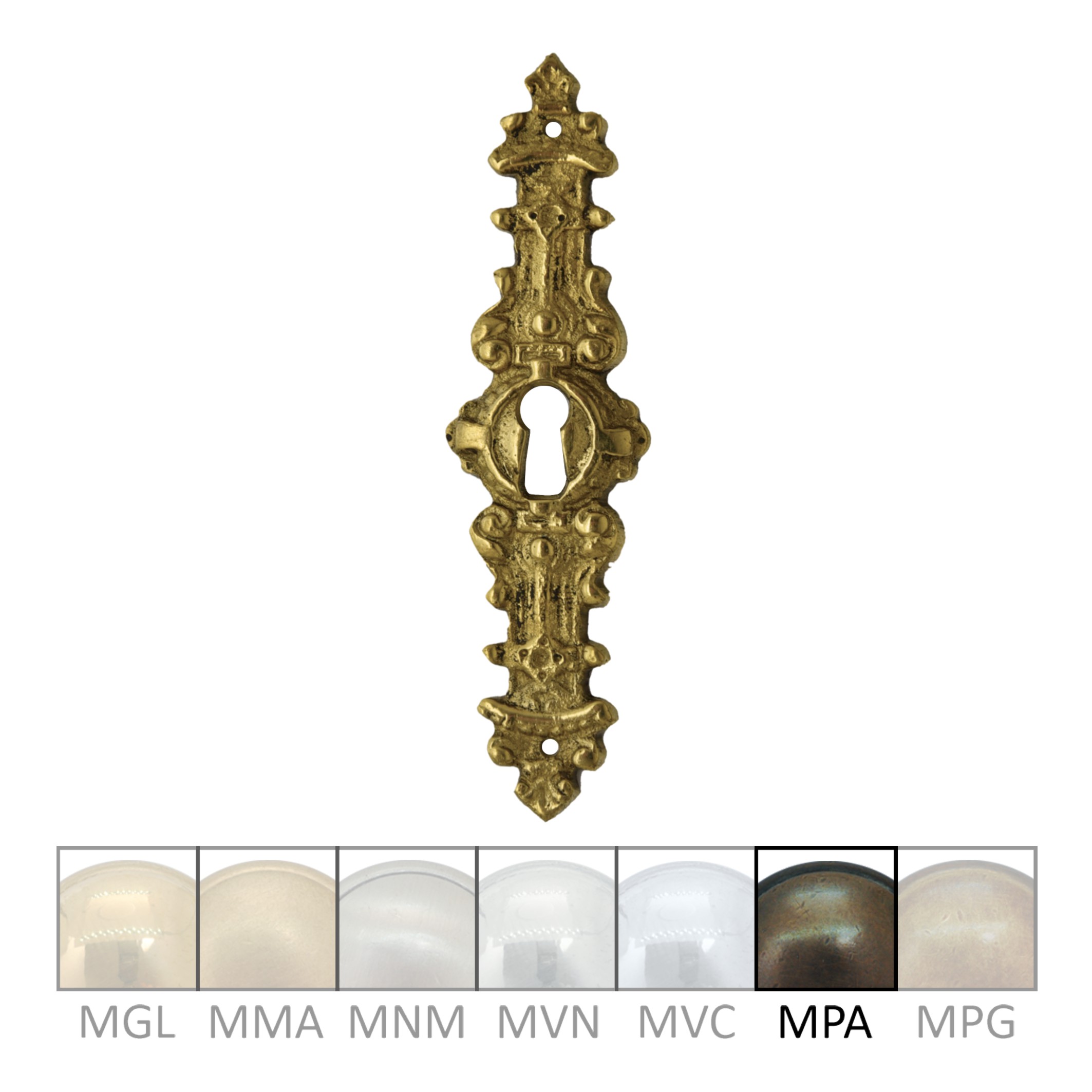 Klassizismus Möbelschild geprägt Messing MPA 29x108mm mit Schlüsselloch Serie KL153 Bild1