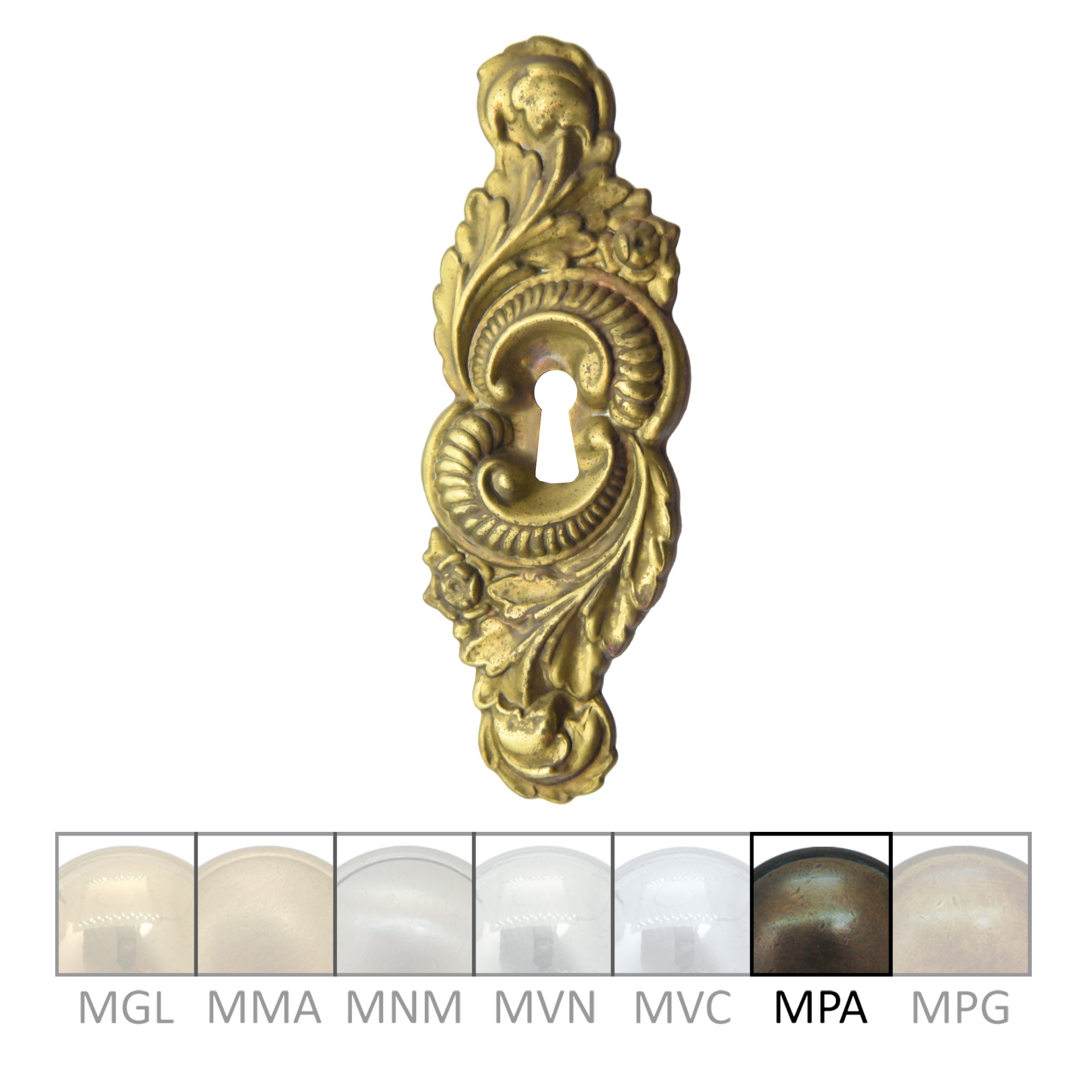 Barock möbelschild Messing patiniert MPA 45 x 135mm mit Schlüsselloch Serie BA028 Bild1