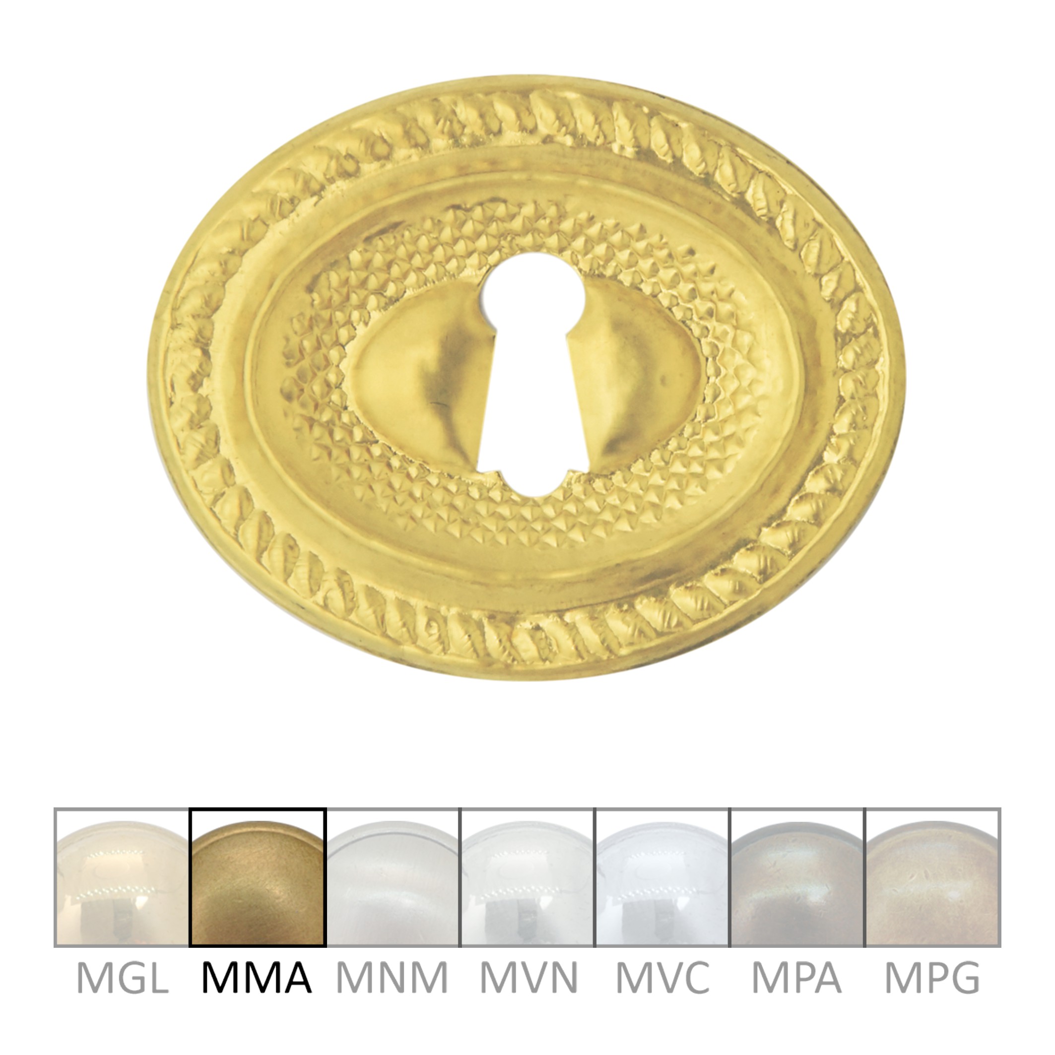 Klassizismus Möbelschild geprägt Messing MMA 70x55mm mit Schlüsselloch Serie KL080 Bild1