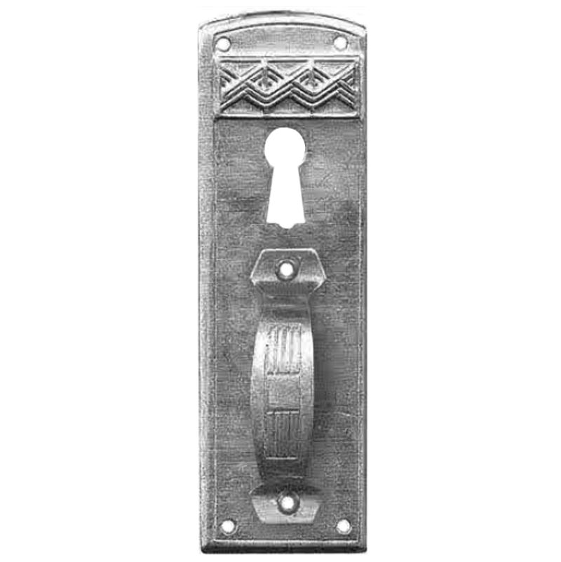 Jugendstil Möbelschild geprägt Messing MPG 28 x 85mm mit Griff fest und SL Serie JU128 Bild1