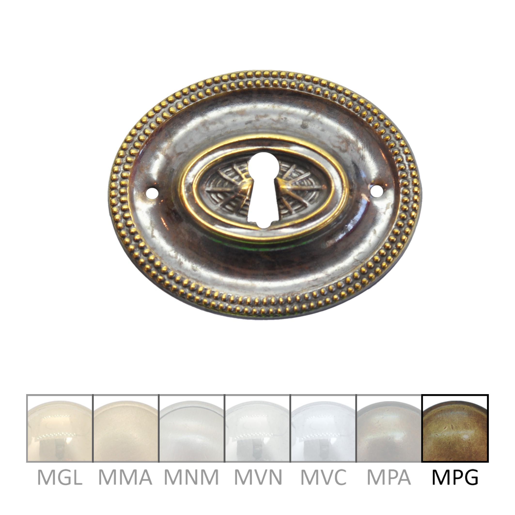 Klassizismus Möbelschild geprägt Messing MPG 60 x 50 mm mit Schlüsselloch der Serie KL083 Bild1 Klassizismus Möbelschild geprägt Messing MPG 60x50mm mit Schlüsselloch Serie KL078 Bild1