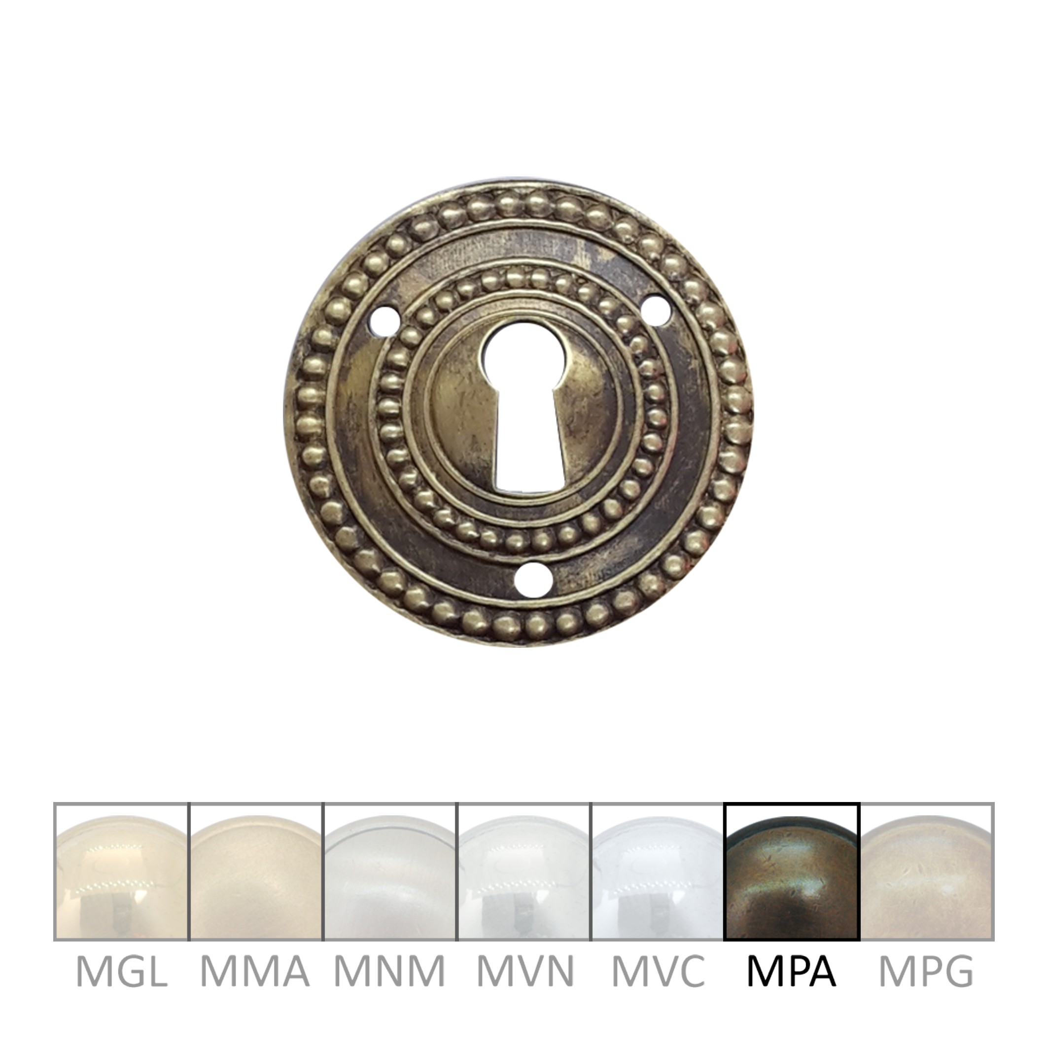 Klassizismus Möbelschild geprägt Messing MPA D35mm Schlüsselloch Serie KL086 Bild1