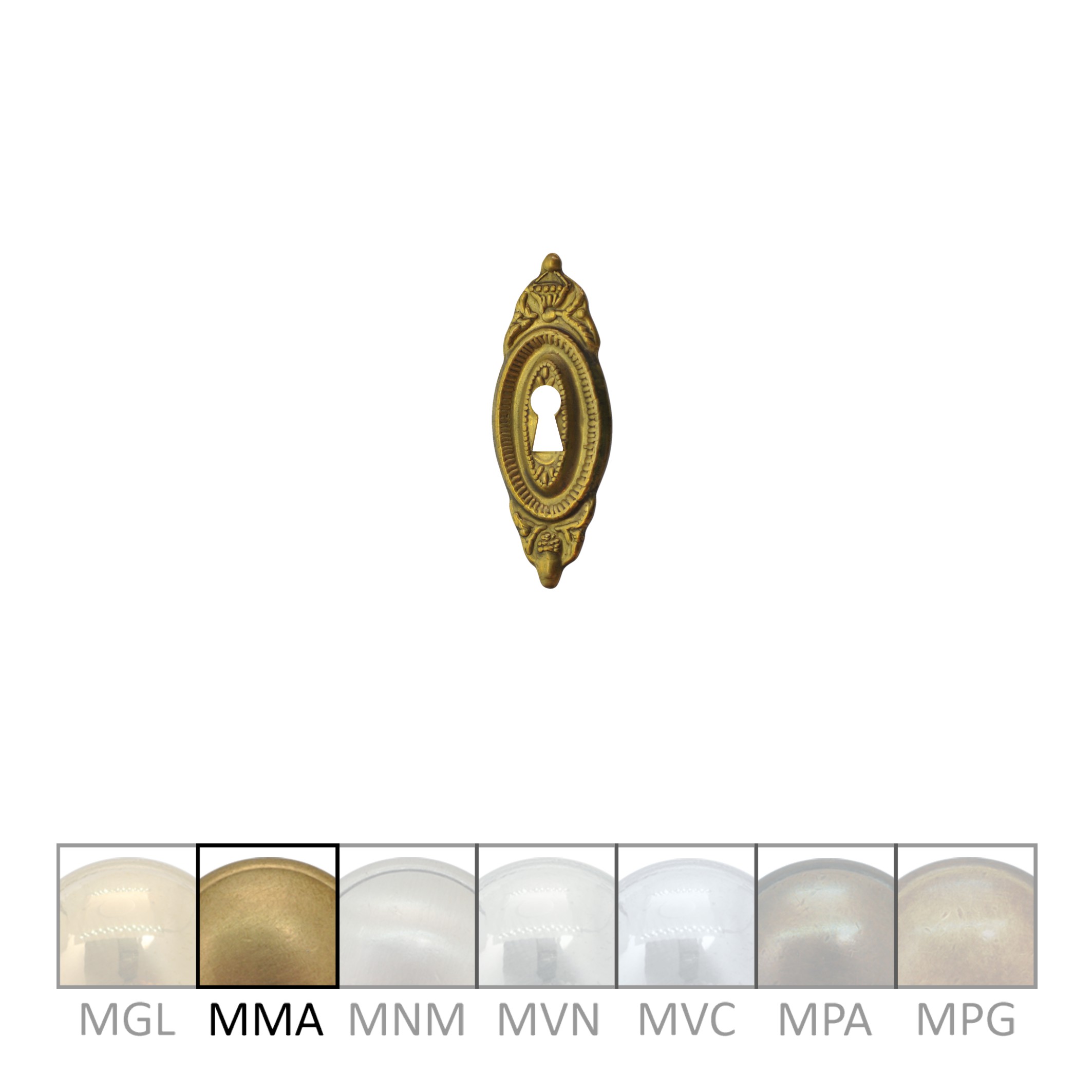 Klassizismus Möbelschild geprägt Messing MMA 20x55mm mit Schlüsselloch Serie KL073 Bild1