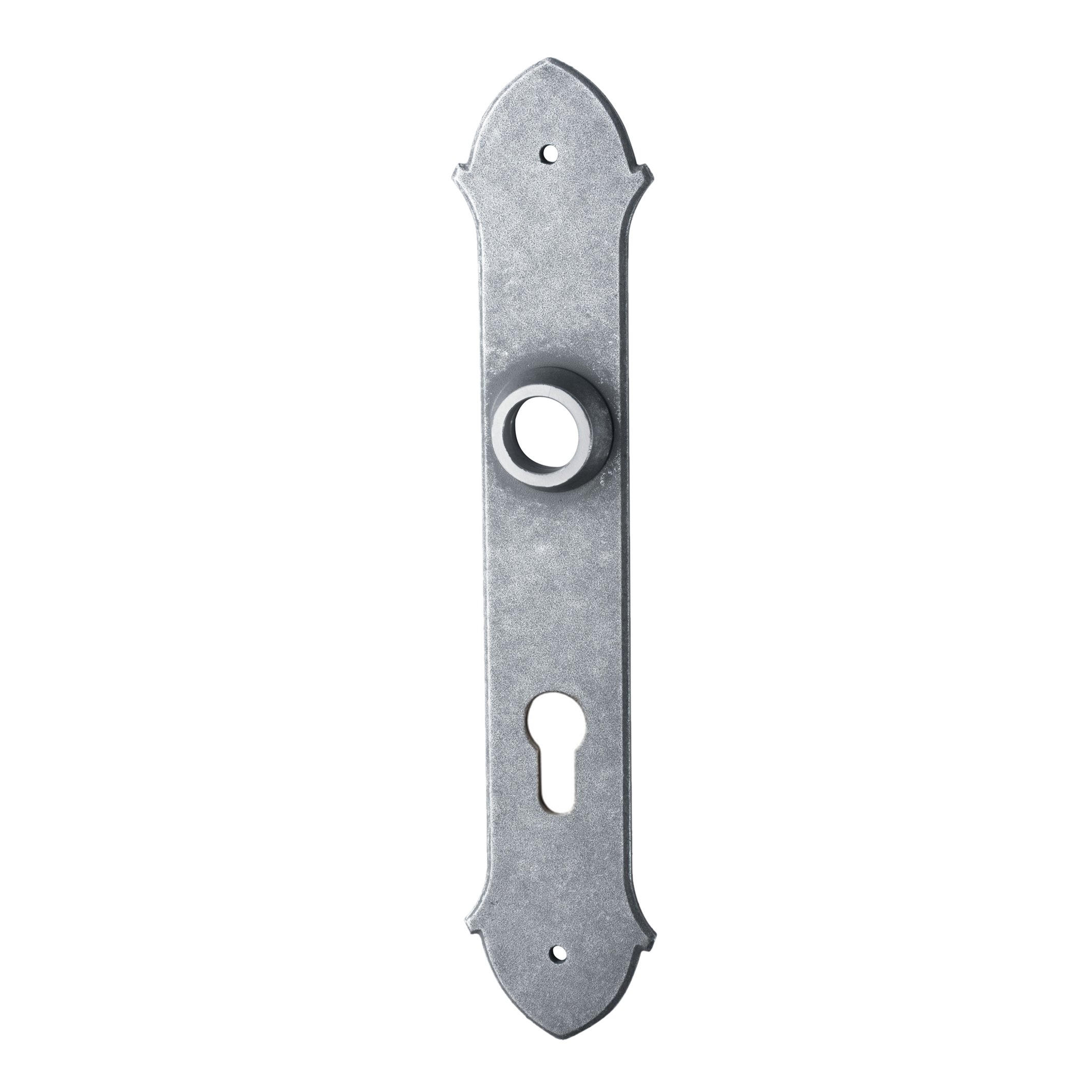 Zimmertürschild Dist. 72 mm PZ, Eisen thermopatiniert ® L x B