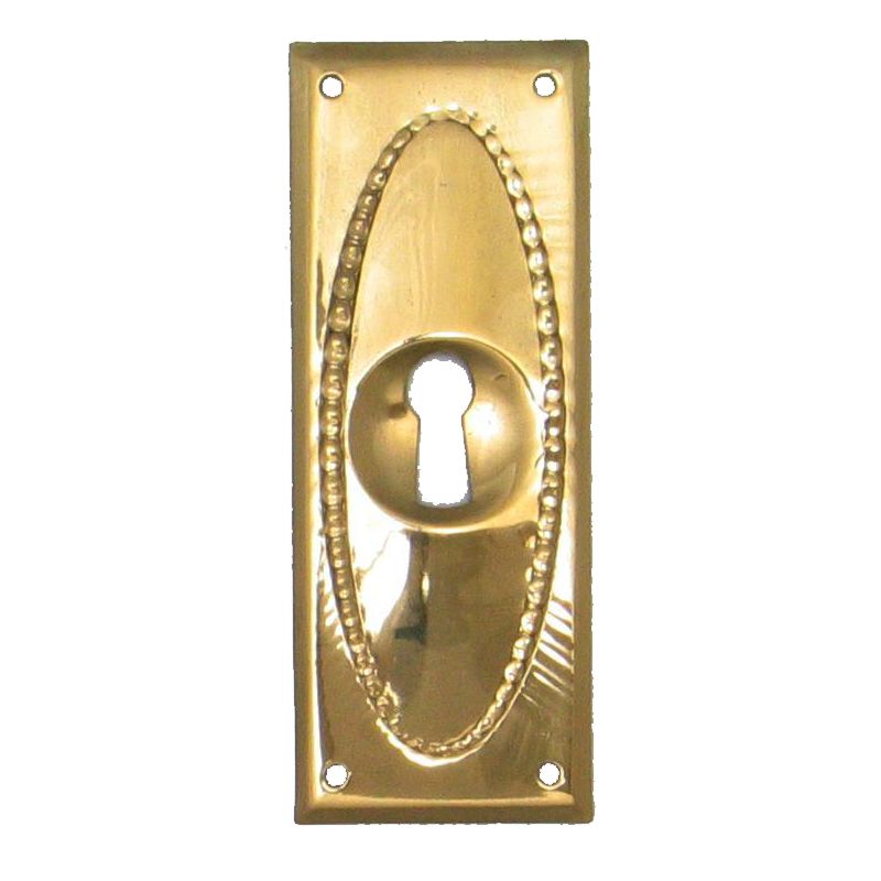 Jugendstil Möbelschild Messing MGL 28 x 70mm mit Schlüsselloch Serie JU018 Bild1