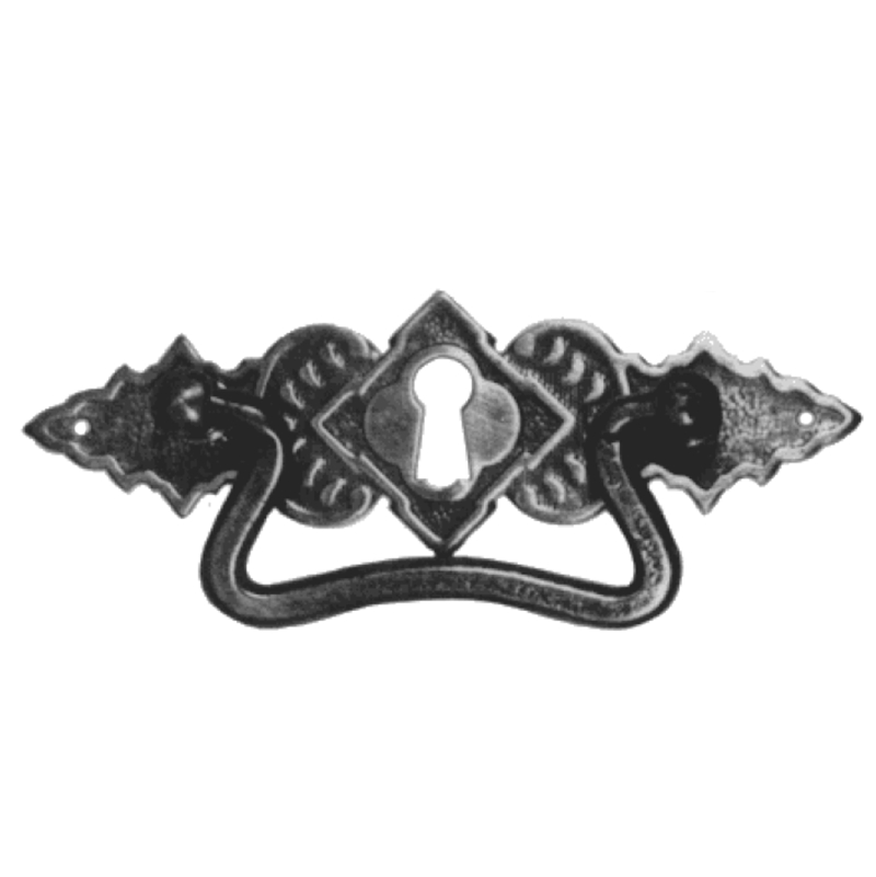 Historismus Möbelschild geprägt Messing MNI 115 x 35mm mit Griff und Schlüsselloch Serie HI022 Bild1