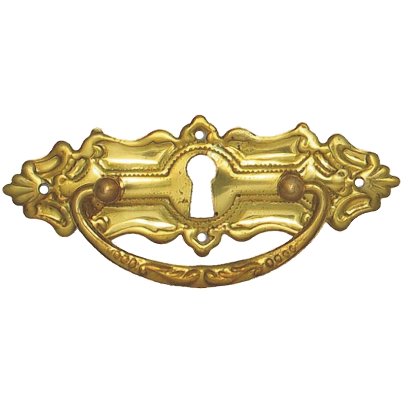 Historismus Möbelschild geprägt Messing MMA 94 x 34mm mit Griff und Schlüsselloch Serie HI001 Bild1