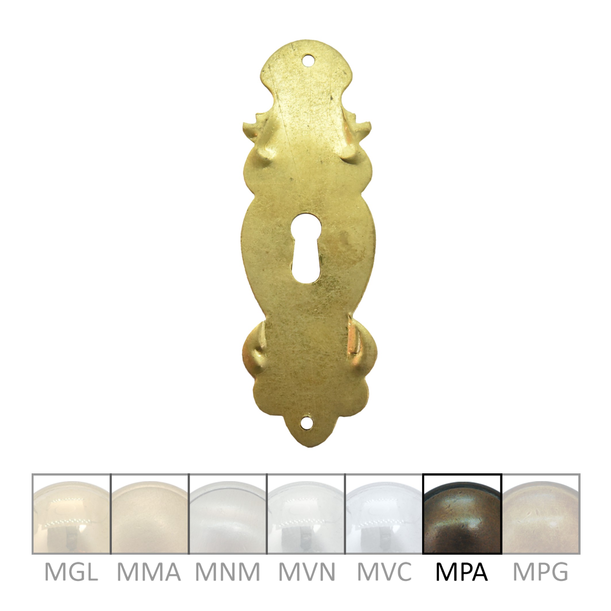 Barock Schlüsselschild 120 x 40mm mit Schlüsselloch, Messing MPA Serie BA018 Bild1
