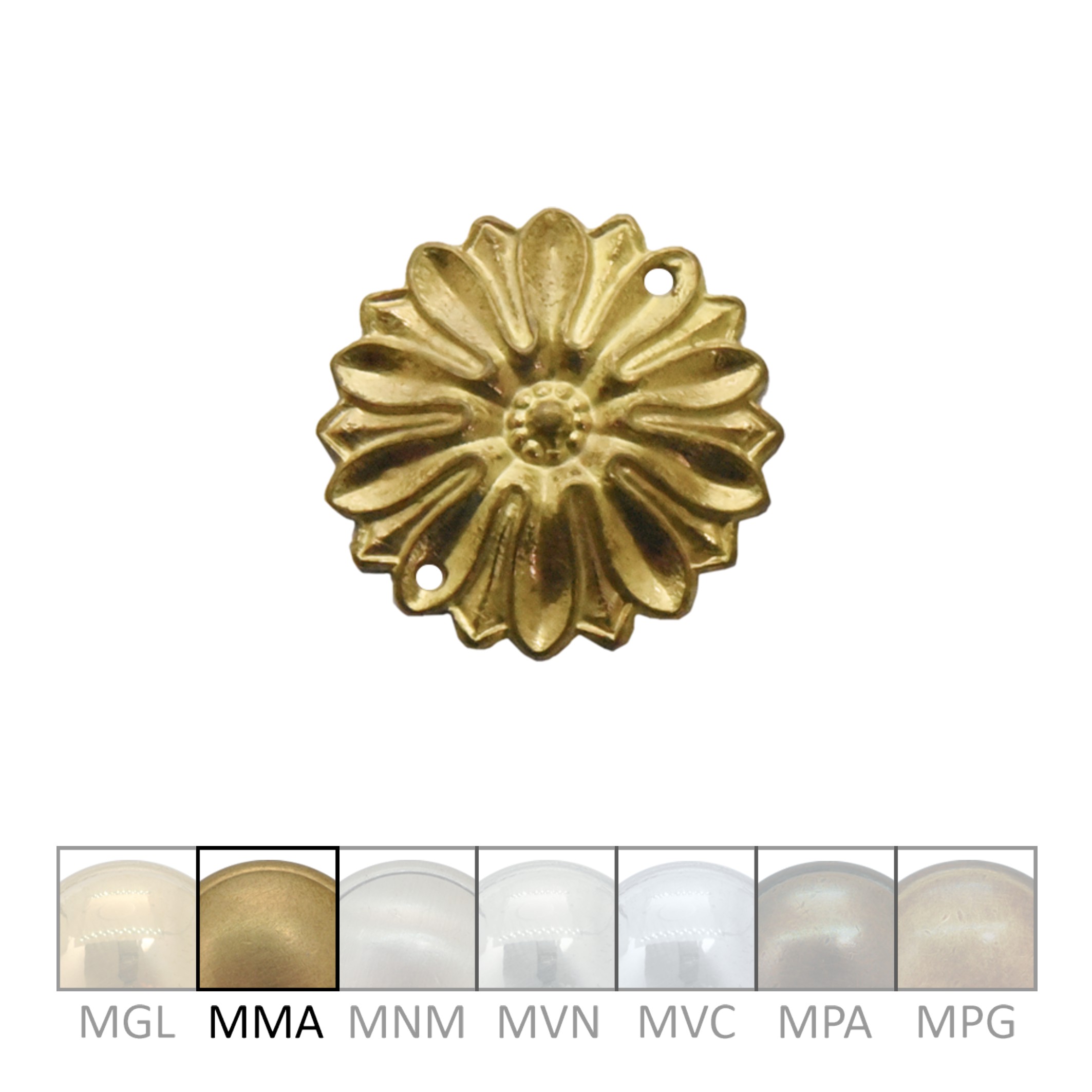 Rosette in Messing mit versch. Oberflächen erhältlich. D Klassizismus Rosette gegossen Messing MMA D33mm Serie KL128 Bild1