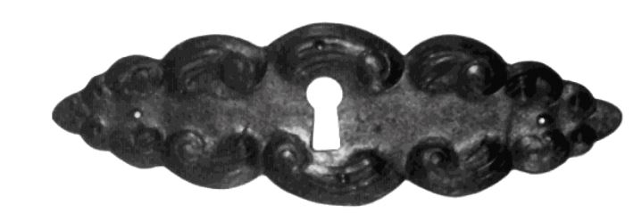 Barock Schlüsselschild 135 x 45mm mit Schlüsselloch, Messing MMA Serie BA027 Bild1
