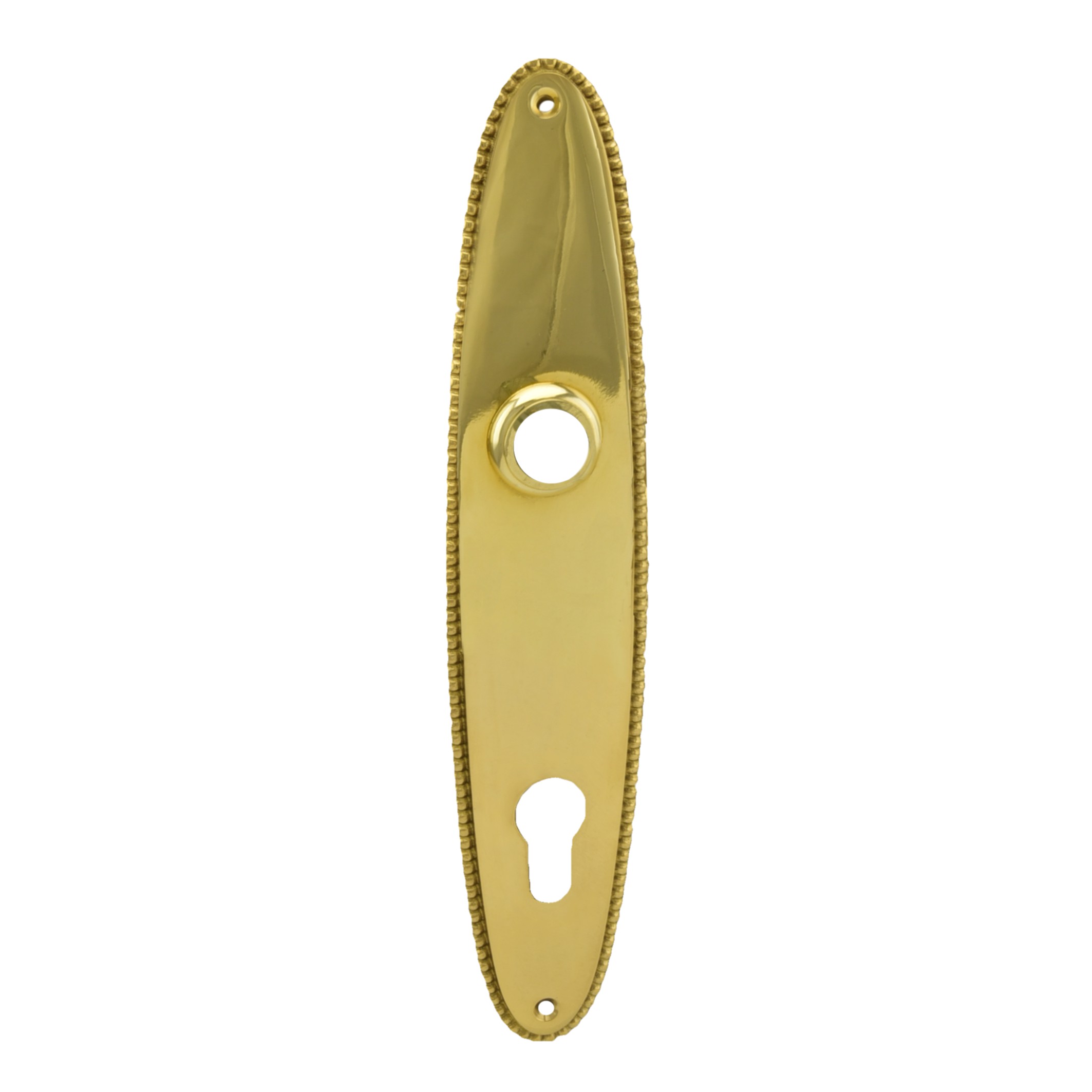 Haustürschild Perlrand Messing glänzend 235 x 45 mm, PZ-Lochung Serie TS010 Bild1