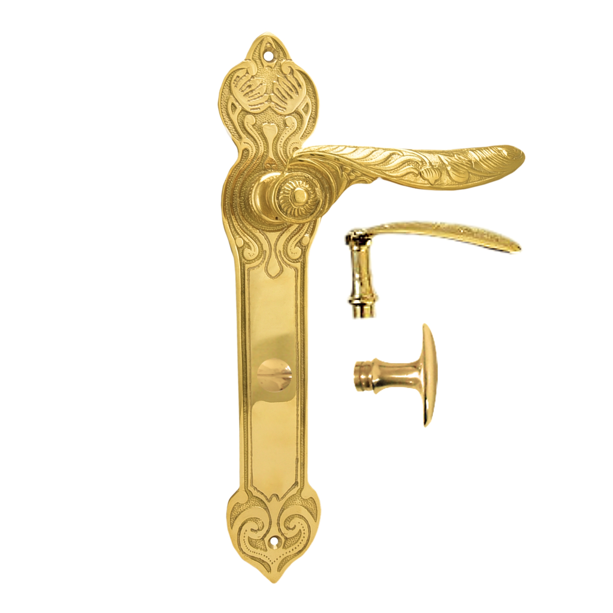 Badezimmertürgarnitur WC. Dist. 78 in Messing. LxB Badezimmertürgarnitur in Messing glänzend WC 78 mit TD220 Serie TG220 Bild1