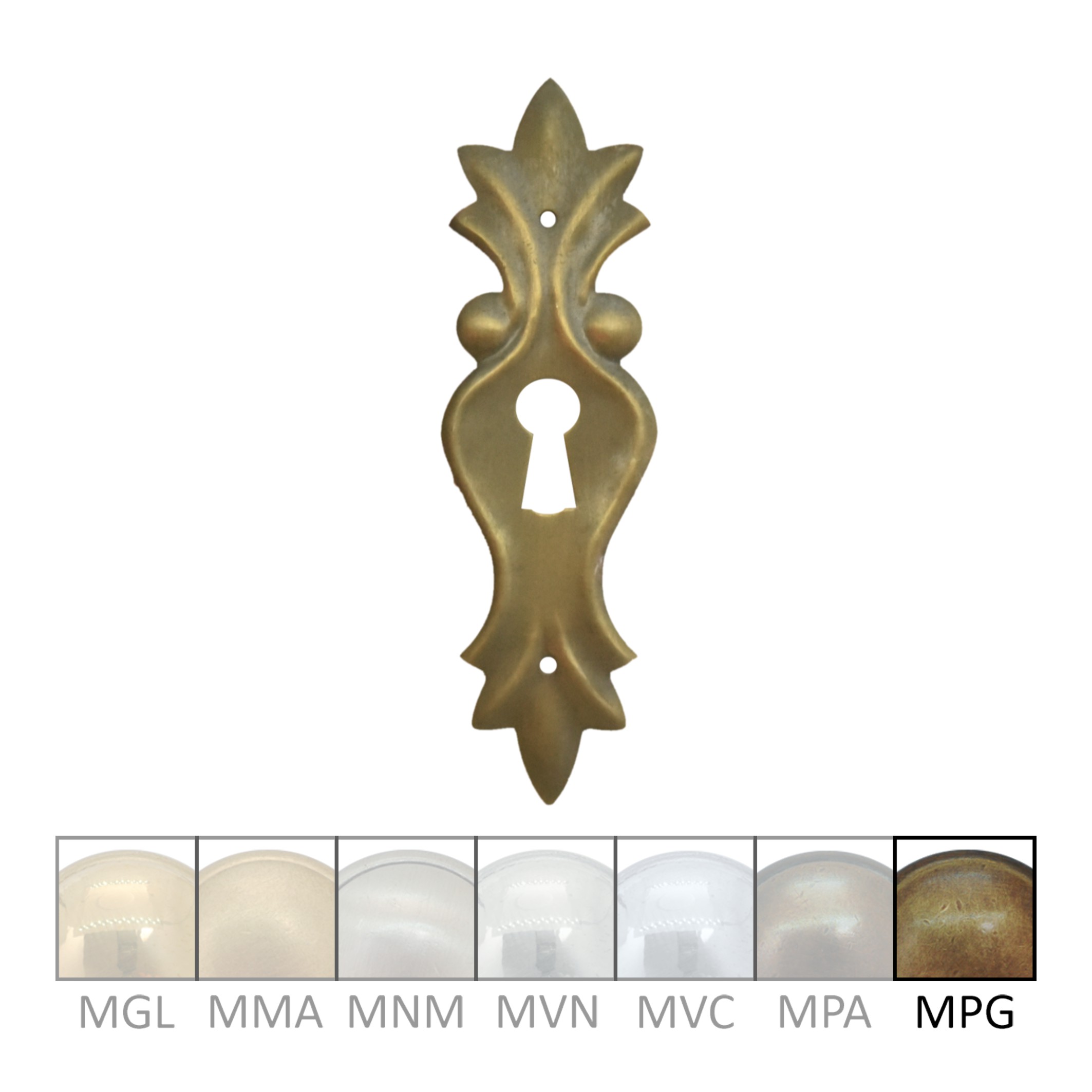 Barock Schlüsselschild 100 x 30mm mit Schlüsselloch, Messing MPG Serie BA006 Bild1