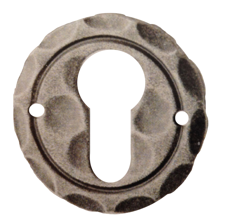 Schlüssellochrosette PZ-Lochung Eisen thermopatiniert ® D