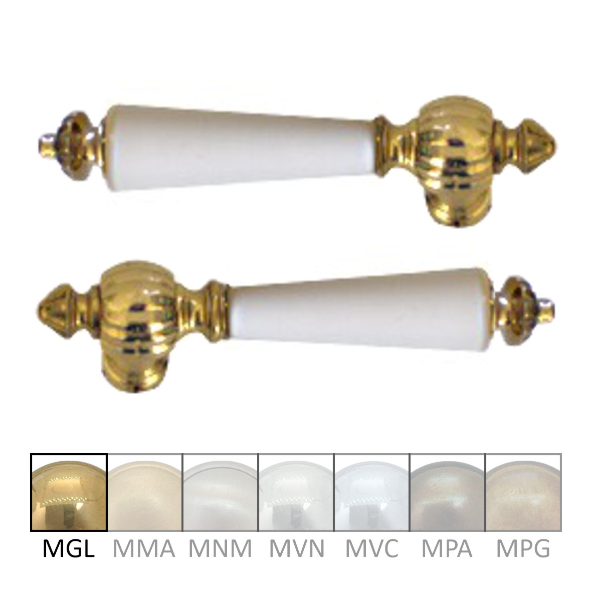 Türgriffpaar aus Messing mit weißer Einlage 140mm DIN Links Serie TD039 Bild1
