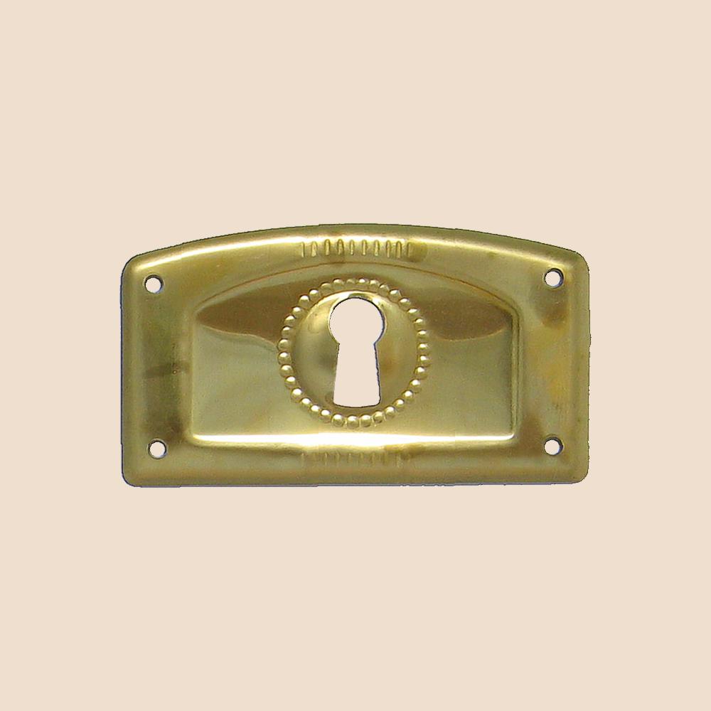 Jugendstil Möbelschild geprägt Messing MMA 67 x 38mm mit Schlüsselloch Serie JU007 Bild1