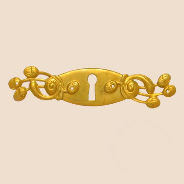 Jugendstil Möbelschild geprägt Messing MMA 125 x 24mm mit Schlüsselloch Serie JU009 Bild1