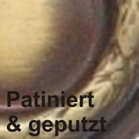 Jugendstil Möbelschild geprägt - Messing patiniert & geputzt - 27 x 79 mm der Serie JU014 Bild2 Jugendstil Möbelschild geprägt Messing MPG 27 x 79mm mit Griff und Schlüsselloch Serie JU014 Bild2