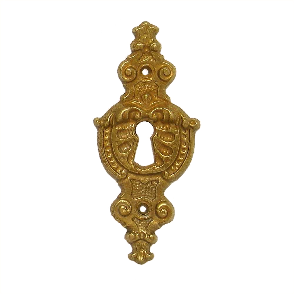 Historismus Möbelschild gegossen Messing MMA 37 x 82mm mit Schlüsselloch Serie HI005 Bild1