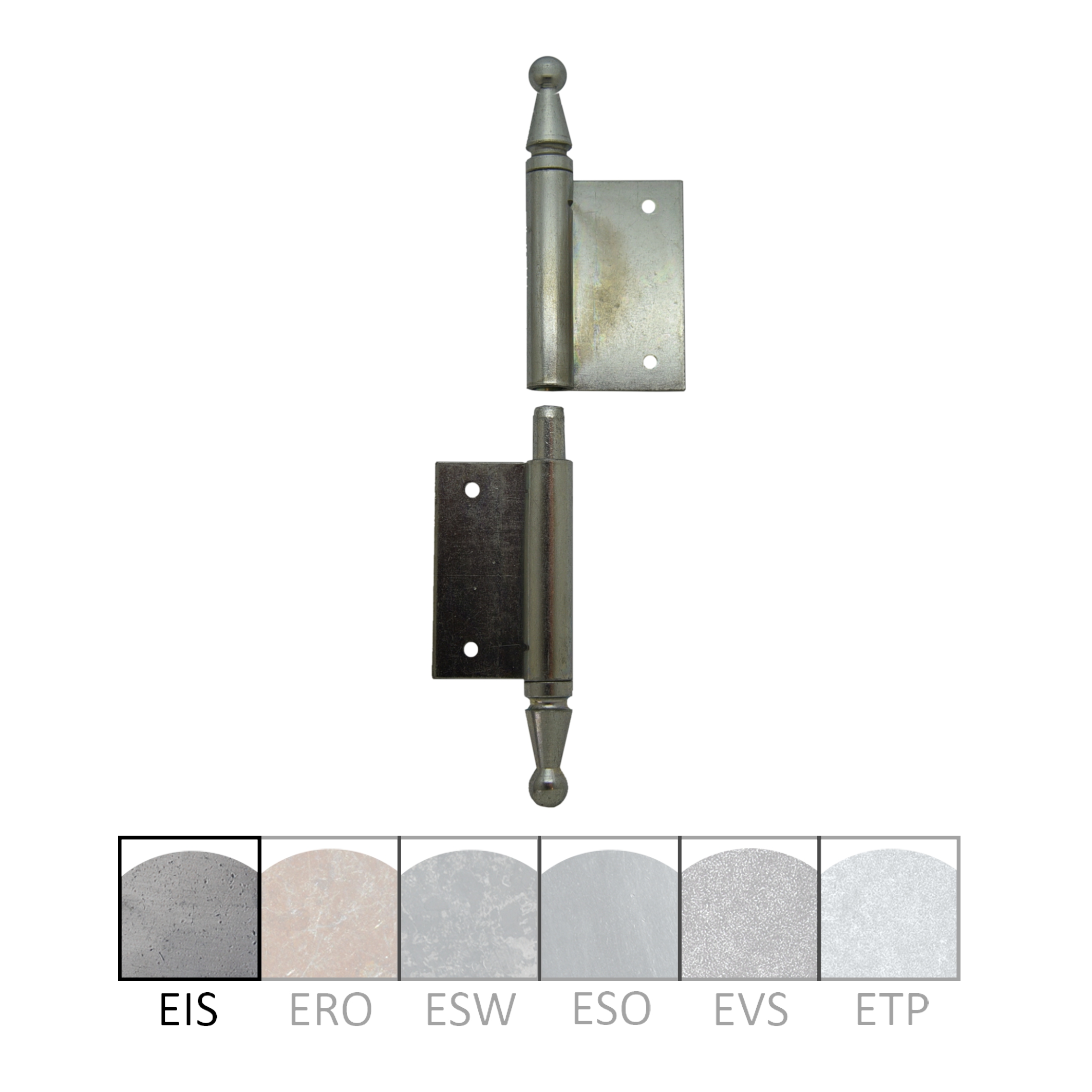 Einstemmband versetzt fester Stift 120 mm links mit Zierkugel der Serie FB034 Bild1 Einstemmband versetzte Lappen fester Stift 120mm links mit Zierkugel Serie FB034 Bild1