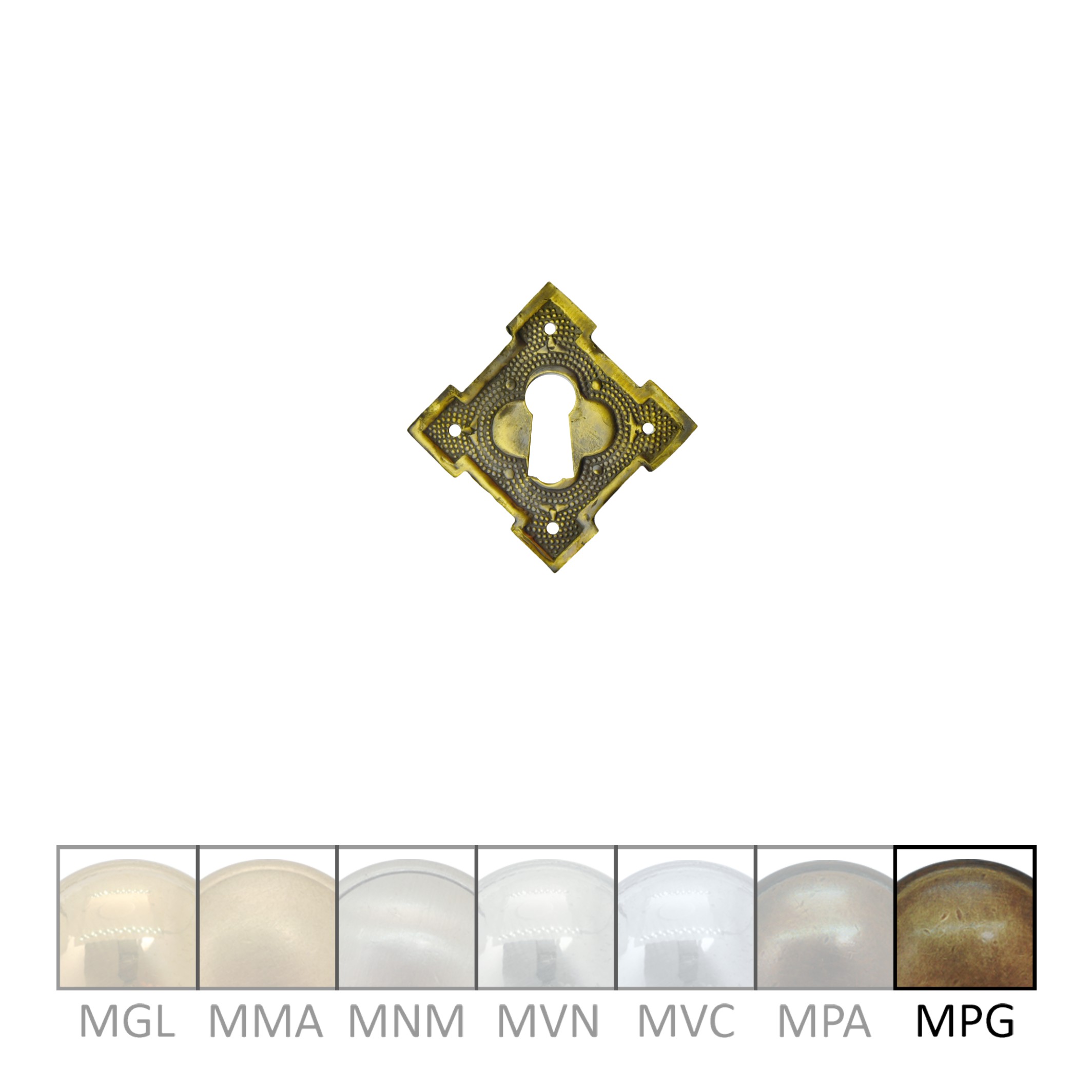 Klassizismus Möbelschild geprägt Messing MPG 48x48mm mit Schlüsselloch Serie HI022 Bild1