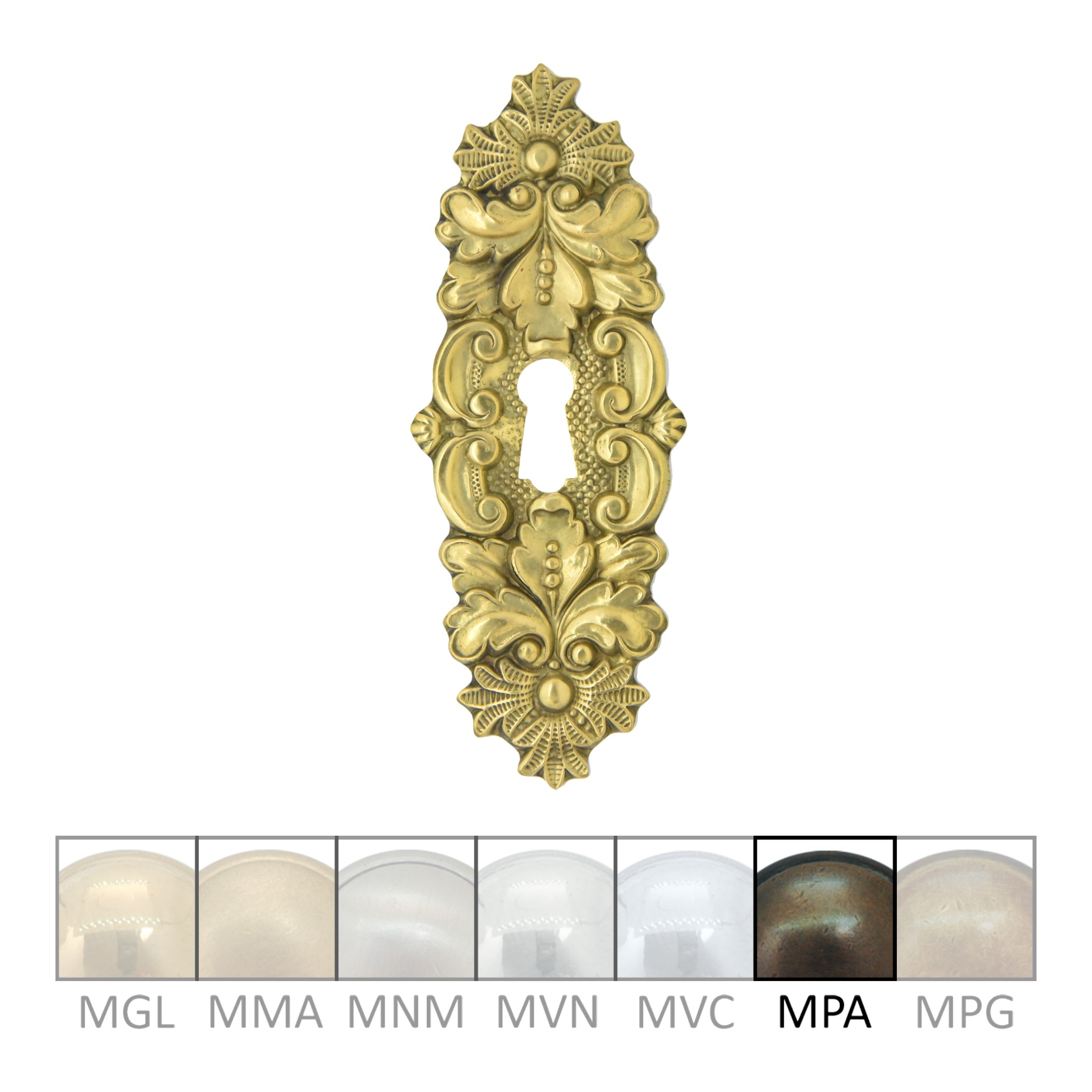 Klassizismus Möbelschild geprägt Messing MPA 47x120mm mit Schlüsselloch Serie KL062 Bild1