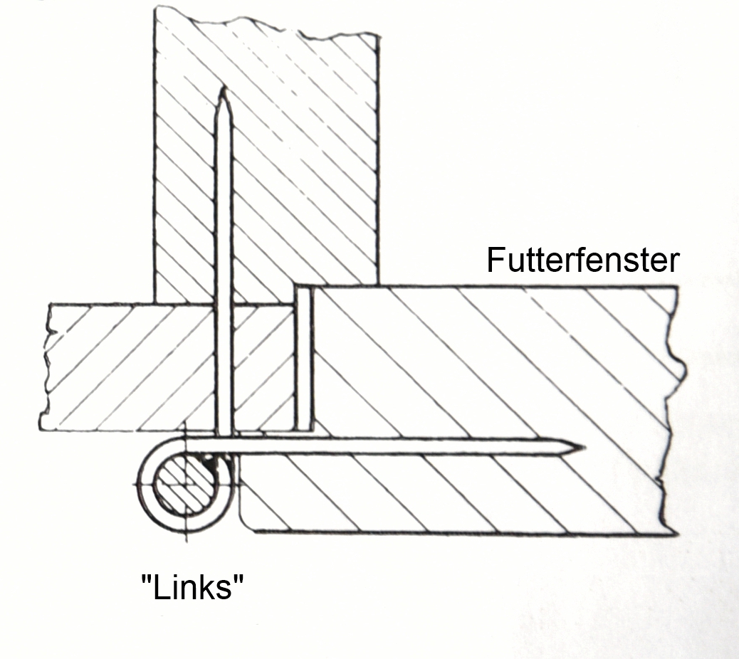 Einstemmband versetzt fester Stift 120mm links mit Zierspitze Serie FB034 Bild3