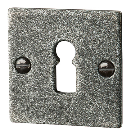 Bauhaus - Stil Schlüssellochrosette BB-Lochung Eisen schwarz passiviert Serie TR505 Bild1