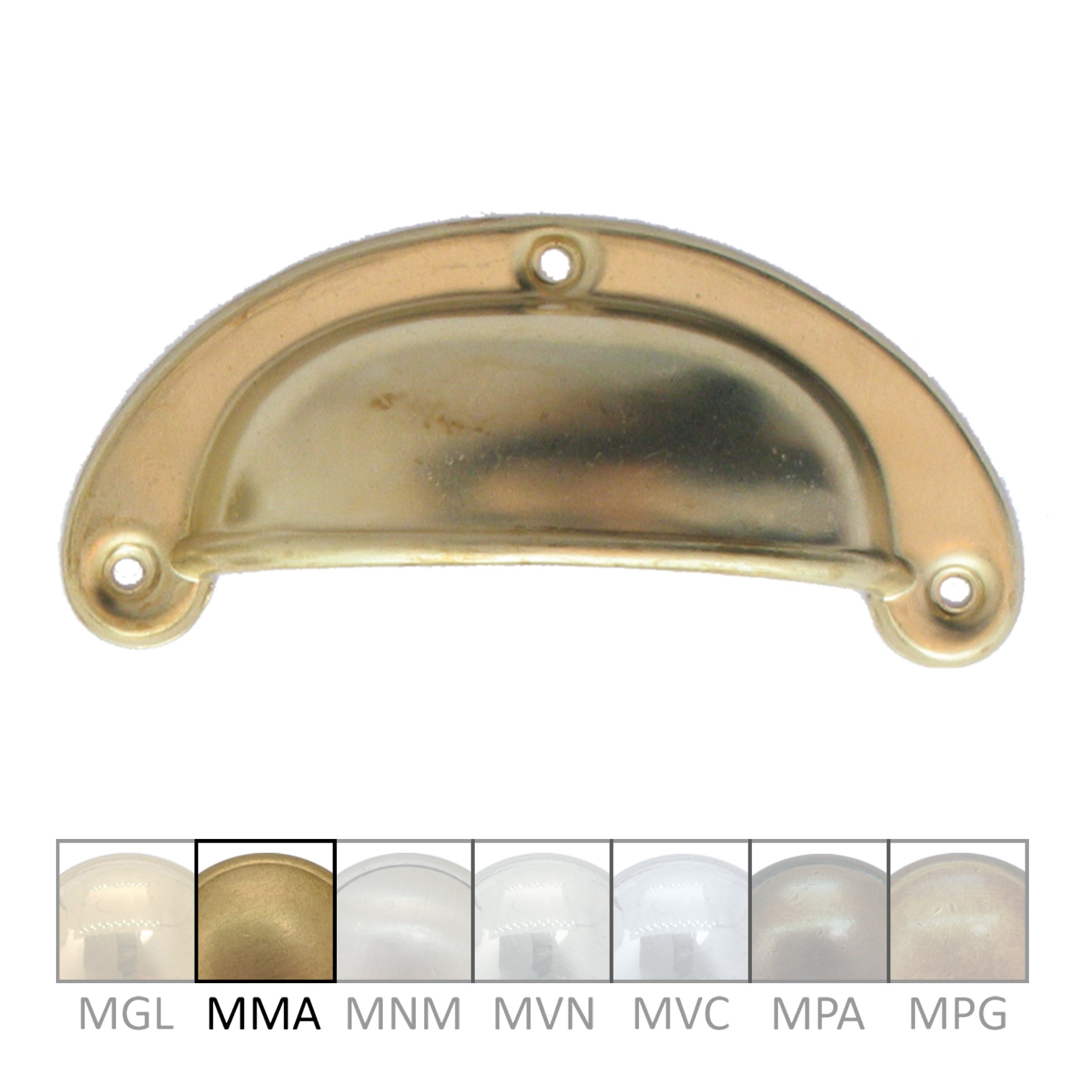Muschelgriff mit umbördelter Kante Messing MMA 90 x 22mm Serie JU020 Bild1