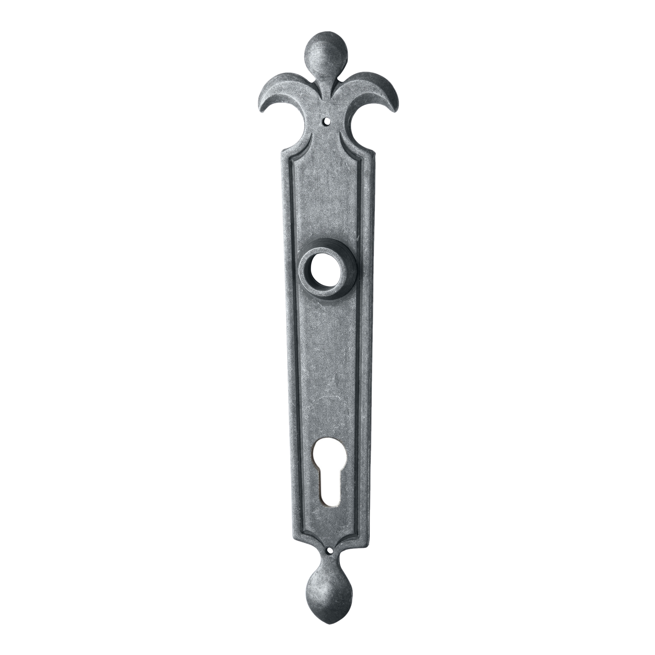Haustürschild Dist. 92 mm PZ, Eisen schwarz passiviert L x B