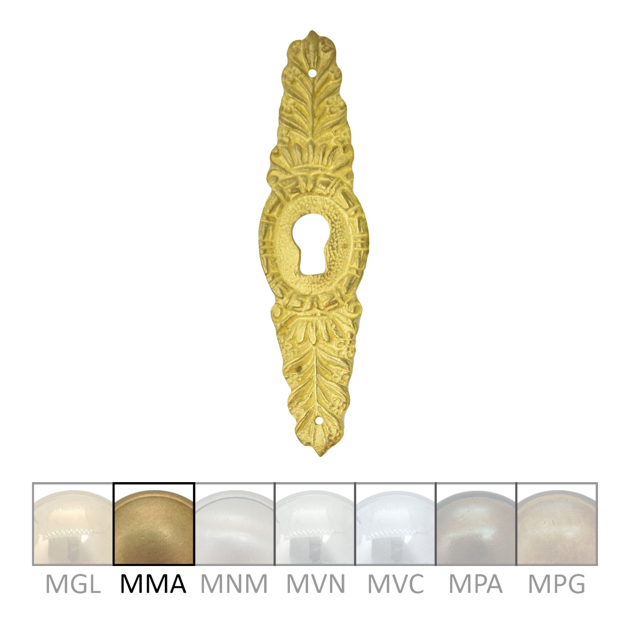 Klassizismus Möbelschild gegossen Messing MMA 28x100mm mit Schlüsselloch Serie KL008 Bild1