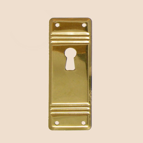 Jugendstil Möbelschild Messing MGL 27 x 75mm mit Schlüsselloch Serie JU004 Bild1