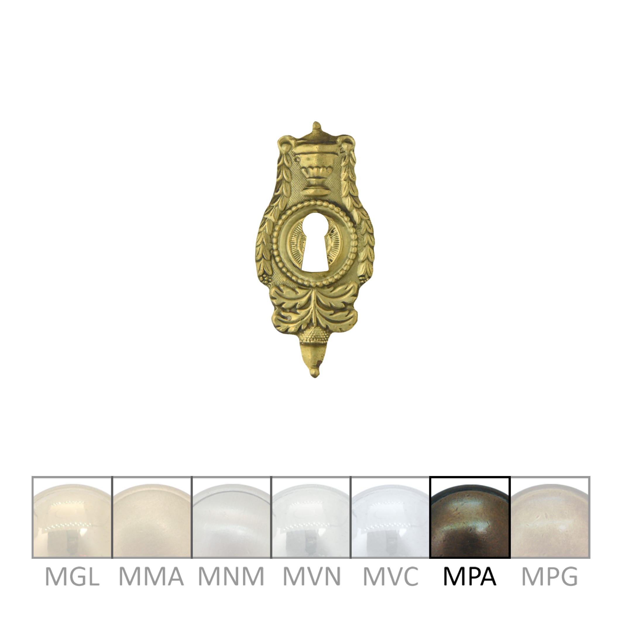 Klassizismus Möbelschild geprägt Messing MPA 35x77mm mit Schlüsselloch Serie KL063 Bild1