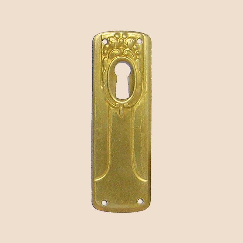 Jugendstil Möbelschild Messing MMA 26 x 80mm mit Schlüsselloch Serie JU015 Bild1