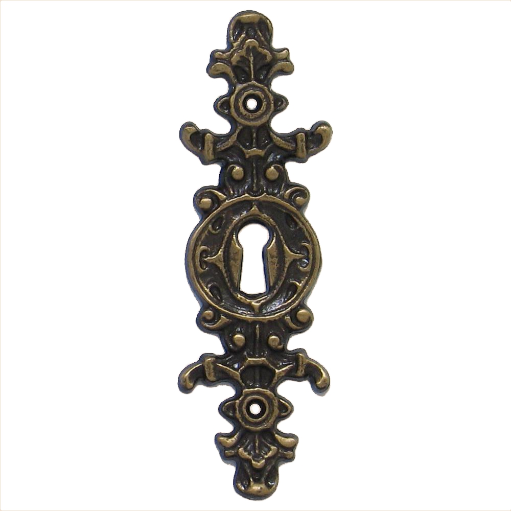 Historismus Möbelschild gegossen Messing MPG 30 x 95mm mit Schlüsselloch Serie HI006 Bild1